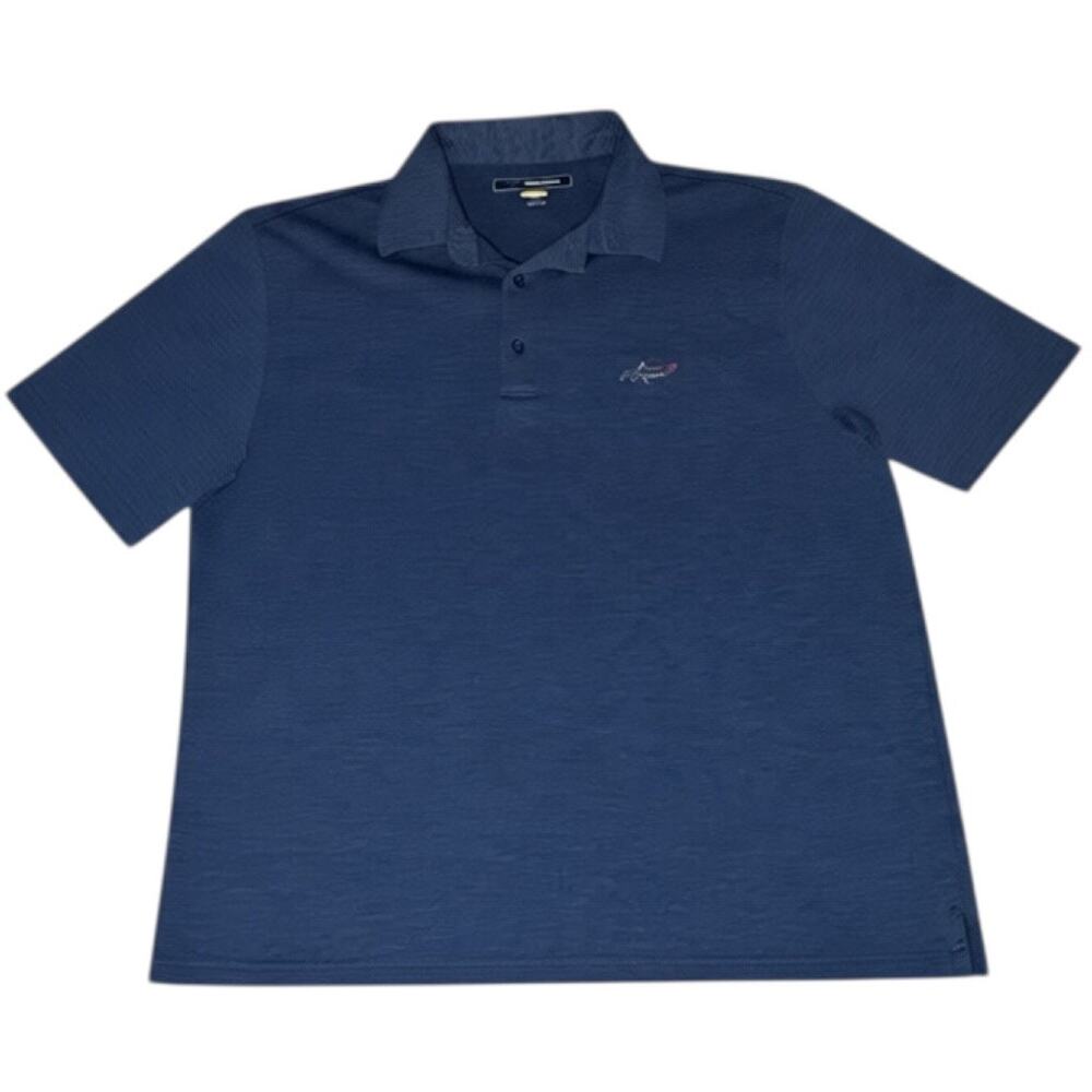 Greg Norman Navy Blue Textured Short Sleeve Polo Shirt - Mens XL